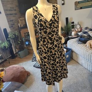 George Black and Cream Midi Dress